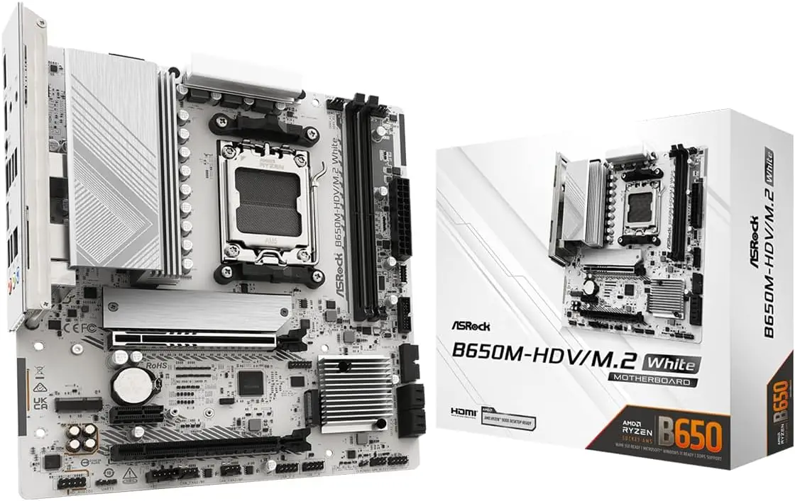 Micro-ATX AM5 Motherboard with PCIe 5.0, DDR5 8200+ OC, Dual M.2 Slots, USB-C, and 2.5G LAN for AMD Ryzen Processors
Micro-ATX AM5 Motherboard with PCIe 5.0, DDR5 8200+ OC, Dual M.2 Slots, USB-C, and 2.5G LAN for AMD Ryzen Processors