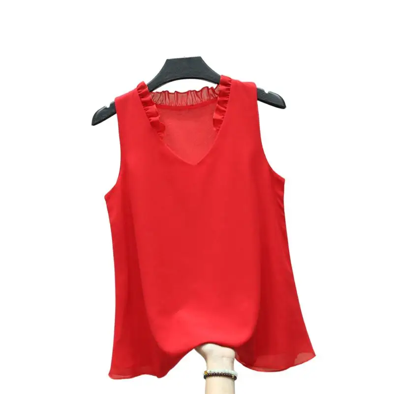 Women Chiffon Ruffles Blouse Plus Size Vest Tops Sleeveless Ladies Fashion Elegant Vintage Shirts Solid Tank Tops ropa de mujer
Women Chiffon Ruffles Blouse Plus Size Vest Tops Sleeveless Ladies Fashion Elegant Vintage Shirts Solid Tank Tops ropa de mujer