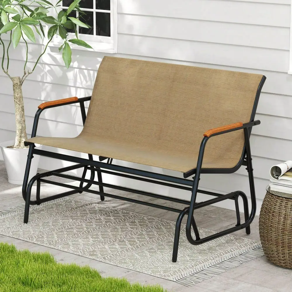 Patio Glider Bench For 2 Swing Gliding Loveseat With Curved Teak Armrests For Porch
Patio Glider Bench For 2 Swing Gliding Loveseat With Curved Teak Armrests For Porch