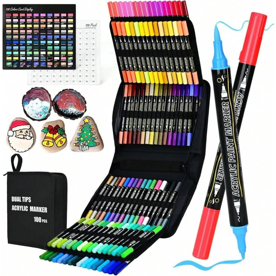 IVSUN 100 Acrylic Paint Markers, 12 Metallic andAmp; 88 Regular Colors Dual Tip Metallic Marker Pens For Black Paper, Photo Alb
IVSUN 100 Acrylic Paint Markers, 12 Metallic andAmp; 88 Regular Colors Dual Tip Metallic Marker Pens For Black Paper, Photo Alb