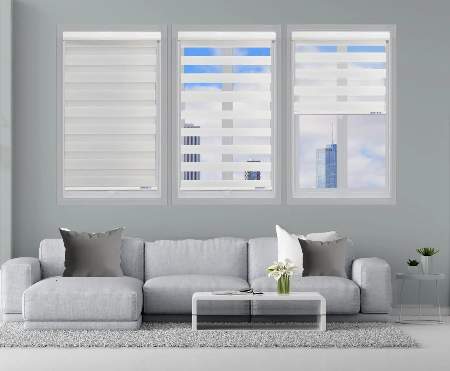 Cordless Zebra Blinds for Windows, 36" W x 72" H, White, Dual Layer Free-Stop Zebra Shades, Light Control for Day and Night,New
Cordless Zebra Blinds for Windows, 36" W x 72" H, White, Dual Layer Free-Stop Zebra Shades, Light Control for Day and Night,New