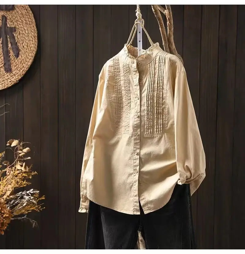 2025 Blusas Mujer De Moda Women's Elegant Shirts 100% Cotton Pleated Blouse Shirt Women Long Tops Ladies Clothes
2025 Blusas Mujer De Moda Women's Elegant Shirts 100% Cotton Pleated Blouse Shirt Women Long Tops Ladies Clothes