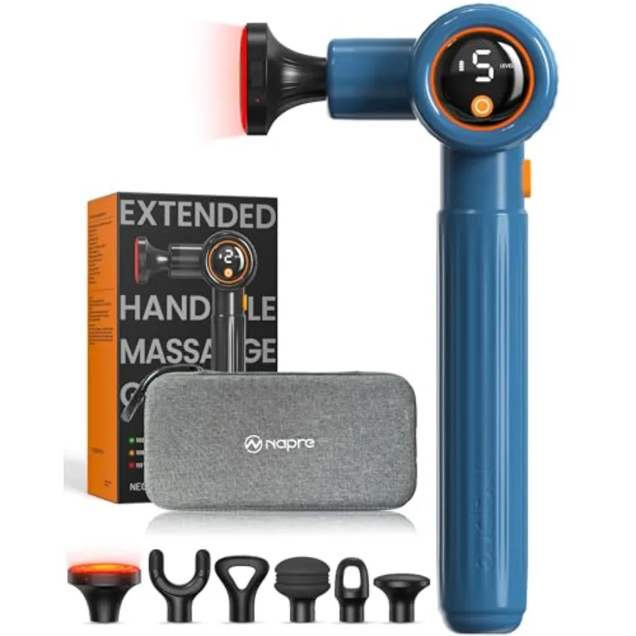Deep tissue massage gun for home and travel use blue ABS plastic body with ergonomic extension handle 3 adjustable angles built
Deep tissue massage gun for home and travel use blue ABS plastic body with ergonomic extension handle 3 adjustable angles built