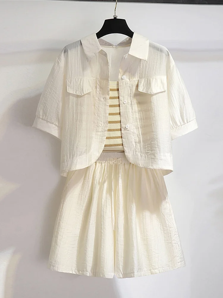 Fashionable Short Pants Set Women's Three-Piece Suit Elegant Summer Outfit Small Size Stylish Complete Set Trendy Ensemble
Fashionable Short Pants Set Women's Three-Piece Suit Elegant Summer Outfit Small Size Stylish Complete Set Trendy Ensemble