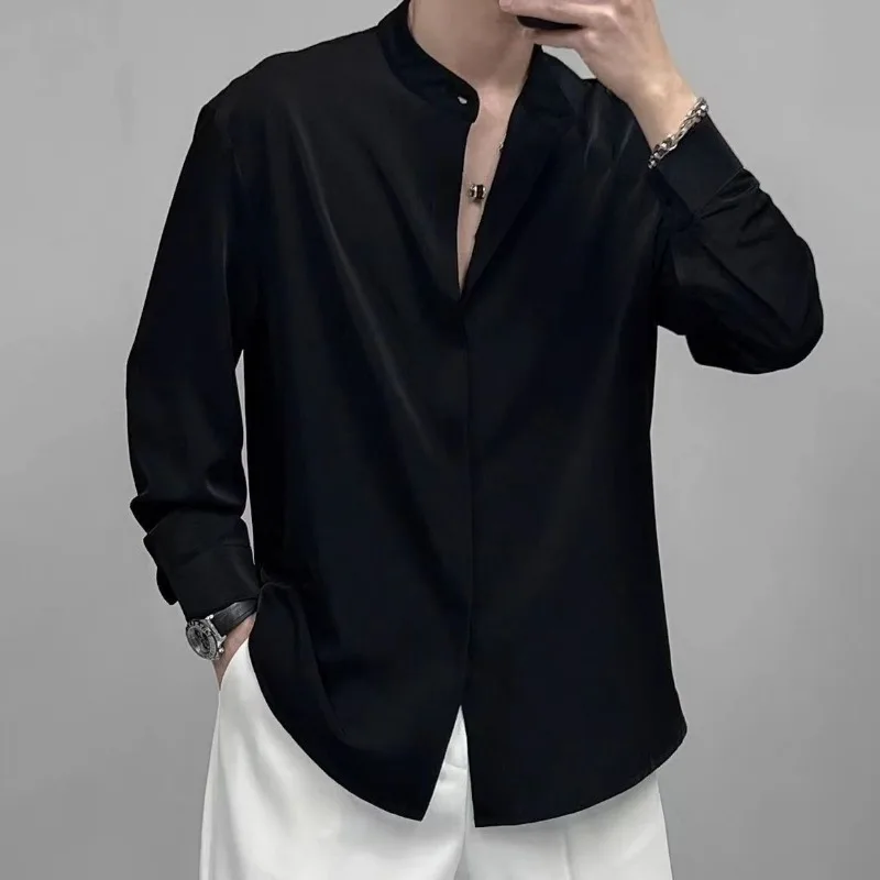 Black Stand Collar Long Sleeve Button Down Shirt Slim Fit Basic Men Shirt
Black Stand Collar Long Sleeve Button Down Shirt Slim Fit Basic Men Shirt