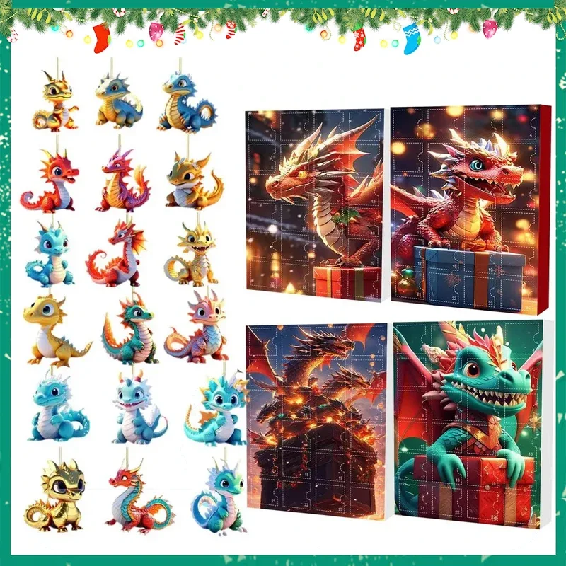 Dragon Christmas Advent Calendar 24 Days Holiday Countdown 2D Acrylic Dinosaur Pendant Christmas Tree Decoration Toy Gift Box
Dragon Christmas Advent Calendar 24 Days Holiday Countdown 2D Acrylic Dinosaur Pendant Christmas Tree Decoration Toy Gift Box