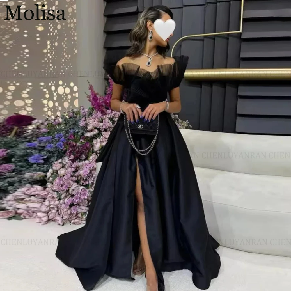MOLISA Black Satin Customized Party Evening Gowns 2025 New A-Line Off-Shoulder Long Formal Occasion Dress Pleated فساتين
MOLISA Black Satin Customized Party Evening Gowns 2025 New A-Line Off-Shoulder Long Formal Occasion Dress Pleated فساتين