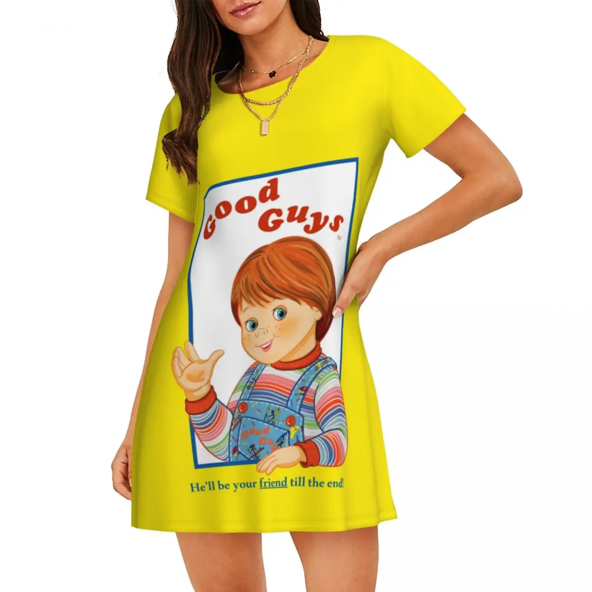 Custom Fashion Good Guys Doll Women Short Sleeve Nightdress Classic Child's Play Chucky Pullover Nightgown Sleeping Sleepshirts
Custom Fashion Good Guys Doll Women Short Sleeve Nightdress Classic Child's Play Chucky Pullover Nightgown Sleeping Sleepshirts
