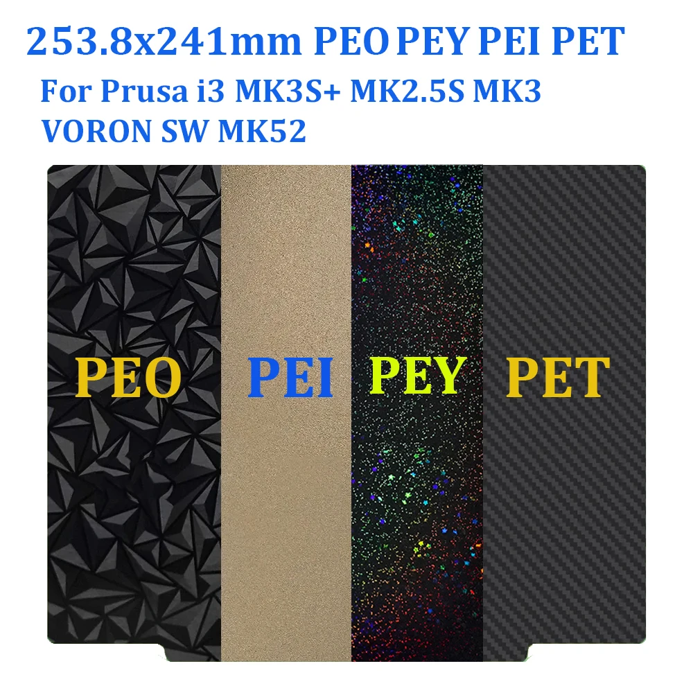 Двухсторонний пружинный стальной лист PEY PEO PET PEI для Prusa i3 MK3S + MK2. Стандартная Горячая панель для 3D принтера Mk3, встроенная пластина PEI для VORON Bambu
Двухсторонний пружинный стальной лист PEY PEO PET PEI для Prusa i3 MK3S + MK2. Стандартная Горячая панель для 3D принтера Mk3, встроенная пластина PEI для VORON Bambu