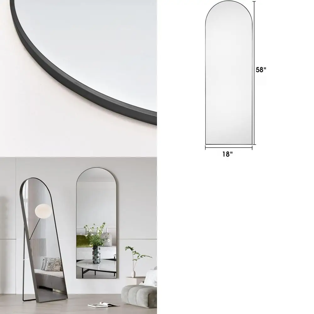 5818 Arched Wall Mirror, Full-Length, Standing or Mountable, Matte Black
5818 Arched Wall Mirror, Full-Length, Standing or Mountable, Matte Black