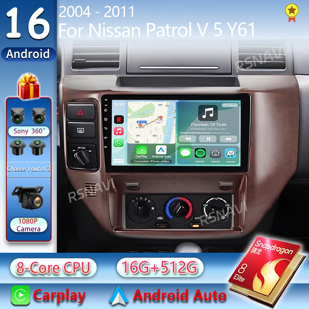 Android 16 Car Radio For Nissan Patrol V 5 Y61 2004- 2009 2010 2011 Navigation GPS Multimedia Video Player Stereo Carplay DSP BT
Android 16 Car Radio For Nissan Patrol V 5 Y61 2004- 2009 2010 2011 Navigation GPS Multimedia Video Player Stereo Carplay DSP BT