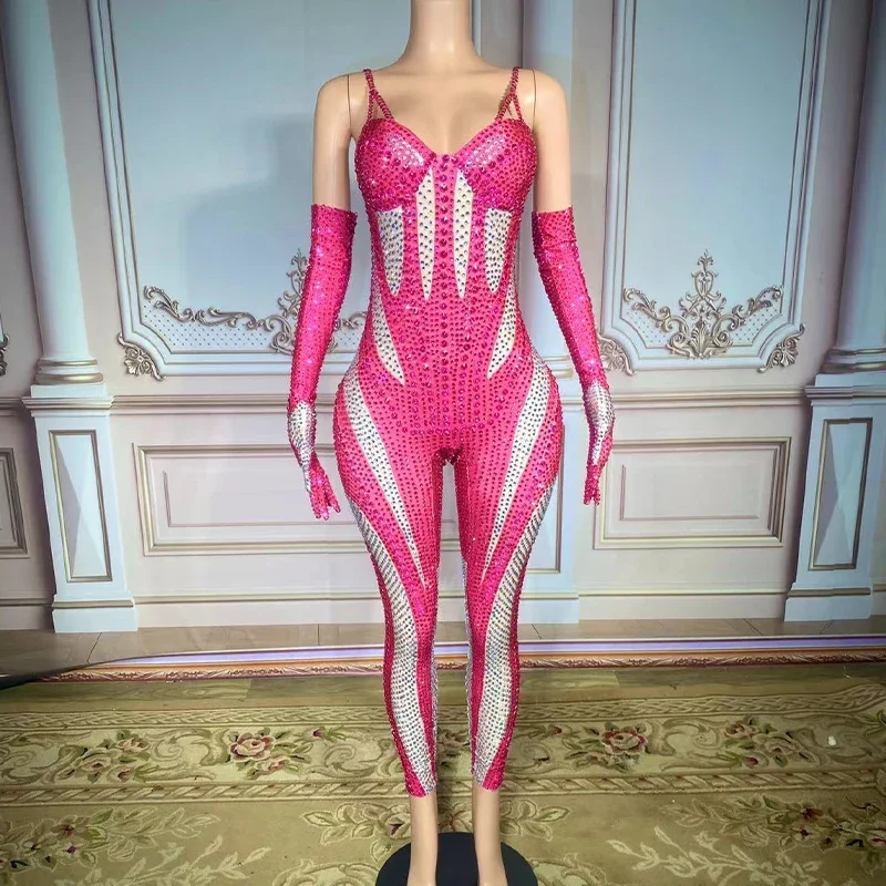 Dancer Rompers Performance Stage Wear Sexy Luxurious Full Rhinestones Jumpsuit With Gloves Outfit
Dancer Rompers Performance Stage Wear Sexy Luxurious Full Rhinestones Jumpsuit With Gloves Outfit