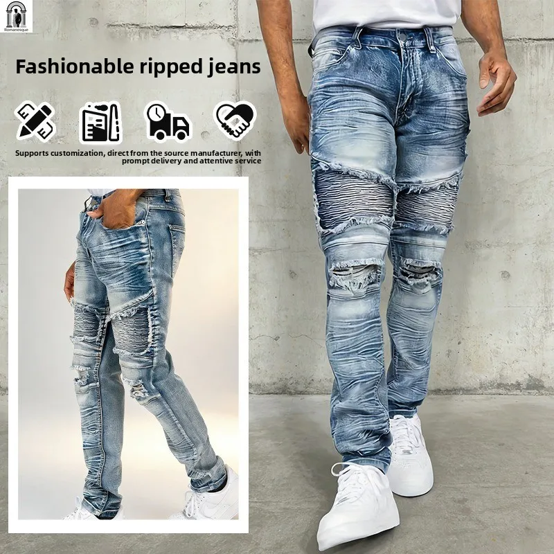 Мужские джинсы с эффектом кислотной стирки и потертостями | Джинсы с эффектом многослойности и рваными элементами, облегающего кроя | Модные уличные брюки в байкерском стиле
Мужские джинсы с эффектом кислотной стирки и потертостями | Джинсы с эффектом многослойности и рваными элементами, облегающего кроя | Модные уличные брюки в байкерском стиле