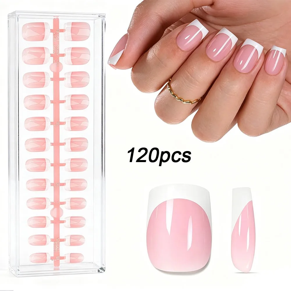 120pcs Pink Short Square French Press On Nails Glossy Soft Gel White French False Nails Full Cover Acrylic Fingernail Decora E#2
120pcs Pink Short Square French Press On Nails Glossy Soft Gel White French False Nails Full Cover Acrylic Fingernail Decora E#2