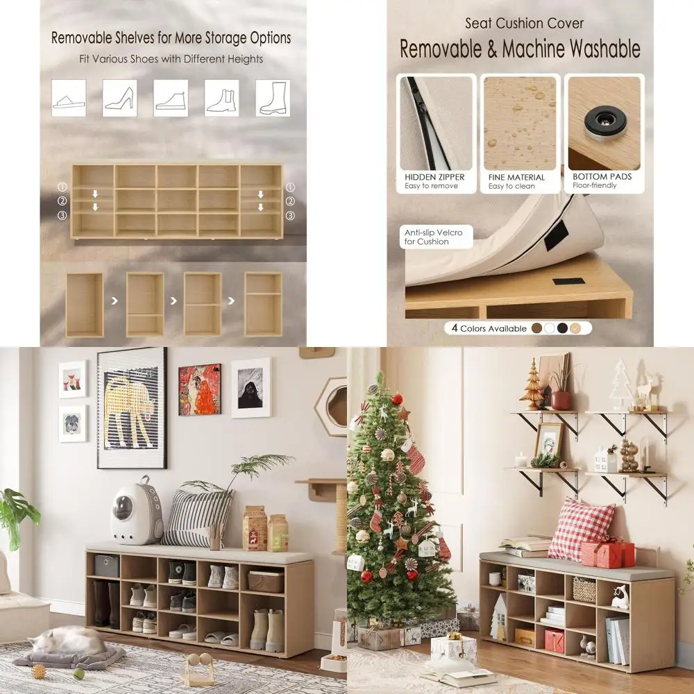 Многофункциональная мягкая скамья для хранения обуви, органайзер 13 кубби с регулируемыми полками для прихожей, грязевых комнат, коридоров, Livi
Многофункциональная мягкая скамья для хранения обуви, органайзер 13 кубби с регулируемыми полками для прихожей, грязевых комнат, коридоров, Livi