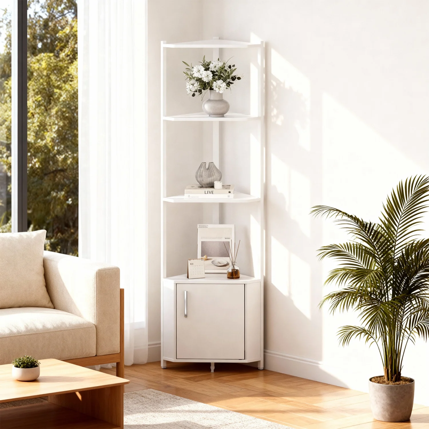 5-Tier Corner Shelf Stand, 58.27'' Tall Corner Bookshelf with Metal Frame, Wooden Corner Stand – Storage Rack for Home Office
5-Tier Corner Shelf Stand, 58.27'' Tall Corner Bookshelf with Metal Frame, Wooden Corner Stand – Storage Rack for Home Office
