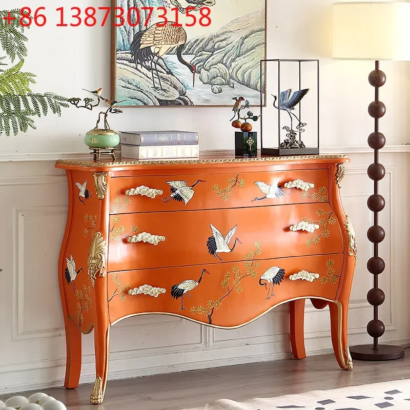 2026 new French Chinese style retro orange painted crane entrance TV cabinet
2026 new French Chinese style retro orange painted crane entrance TV cabinet