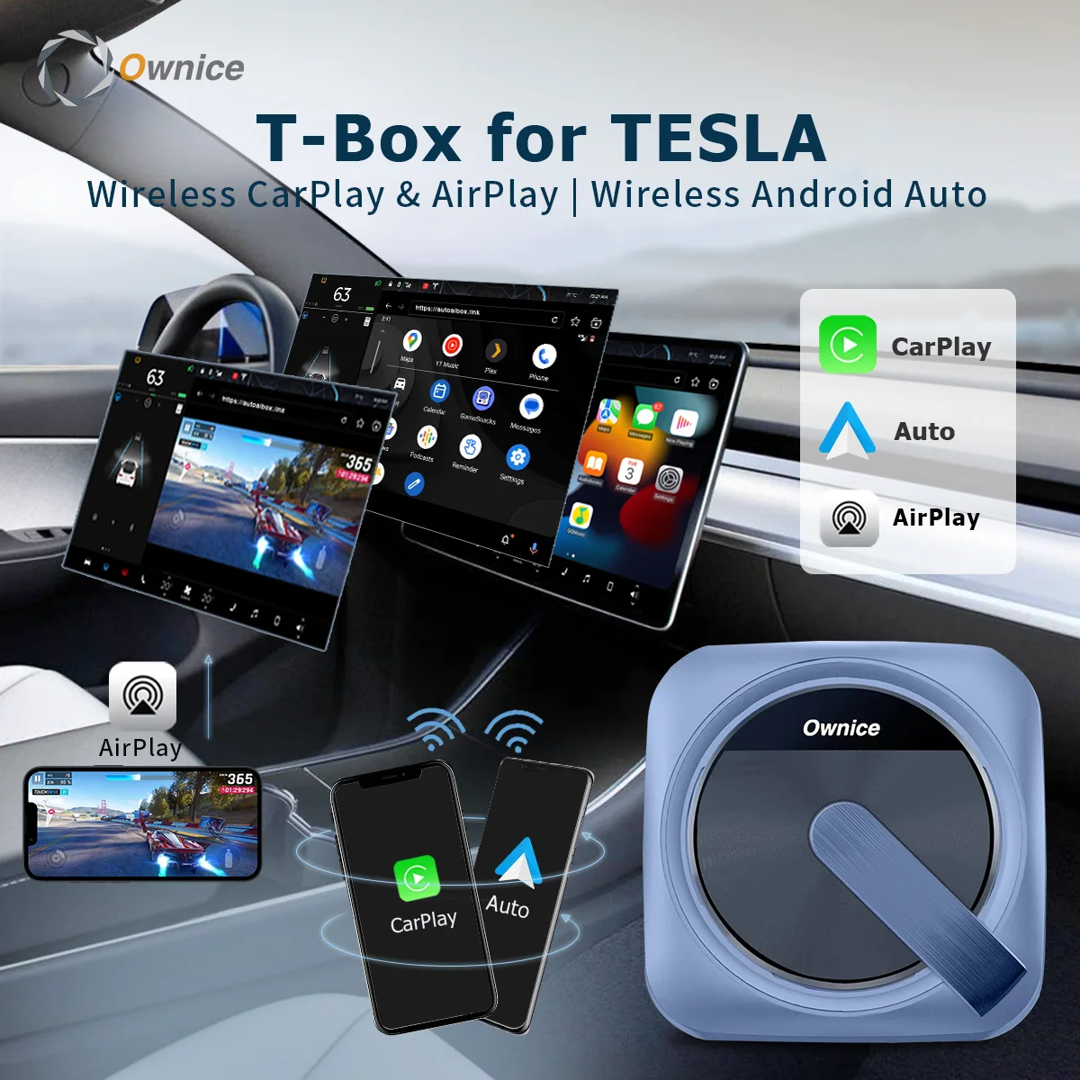 Ownice T-Box T3 for Tesla Model 3 Model Y S X Accessories 2022 2023 use Wireless CarPlay AirPlay Android Auto Waze Spotify Video
Ownice T-Box T3 for Tesla Model 3 Model Y S X Accessories 2022 2023 use Wireless CarPlay AirPlay Android Auto Waze Spotify Video