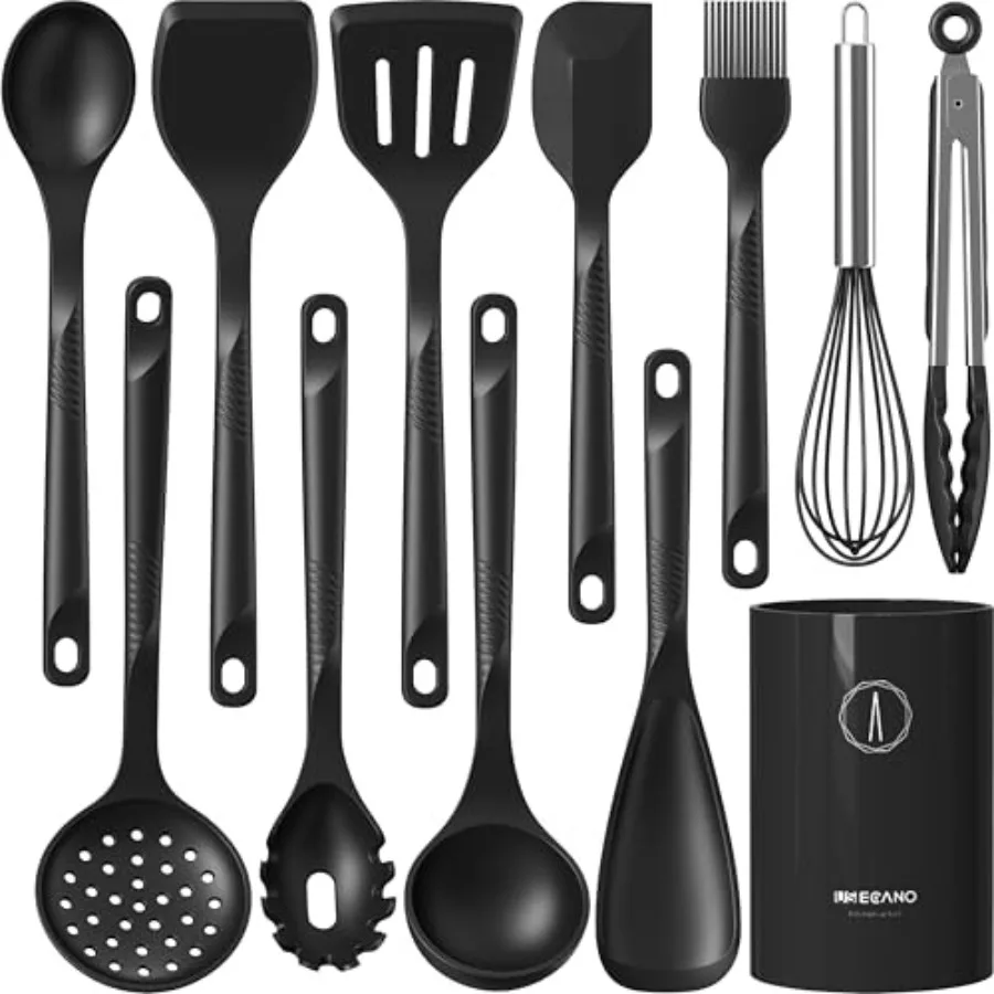 Silicone Cooking Utensils Set - 600°F Heat Resistant, Nonstick Kitchen Utensil Set with Spatulas, Spoons, Whisk, Tongs, BPA Fre
Silicone Cooking Utensils Set - 600°F Heat Resistant, Nonstick Kitchen Utensil Set with Spatulas, Spoons, Whisk, Tongs, BPA Fre