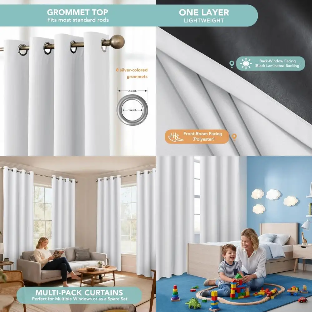 Плотные шторы с термоизоляцией, 4 панели, 63, однослойные, белая люверса с ламинированной подложкой для домашней конфиденциальности
Плотные шторы с термоизоляцией, 4 панели, 63, однослойные, белая люверса с ламинированной подложкой для домашней конфиденциальности