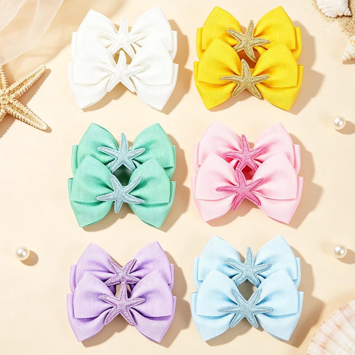 30 Pairs/Lot, 3.5" Ribbon Bow Hair Clips With Starfish For Baby Girls Candy Color Hairpins
30 Pairs/Lot, 3.5" Ribbon Bow Hair Clips With Starfish For Baby Girls Candy Color Hairpins