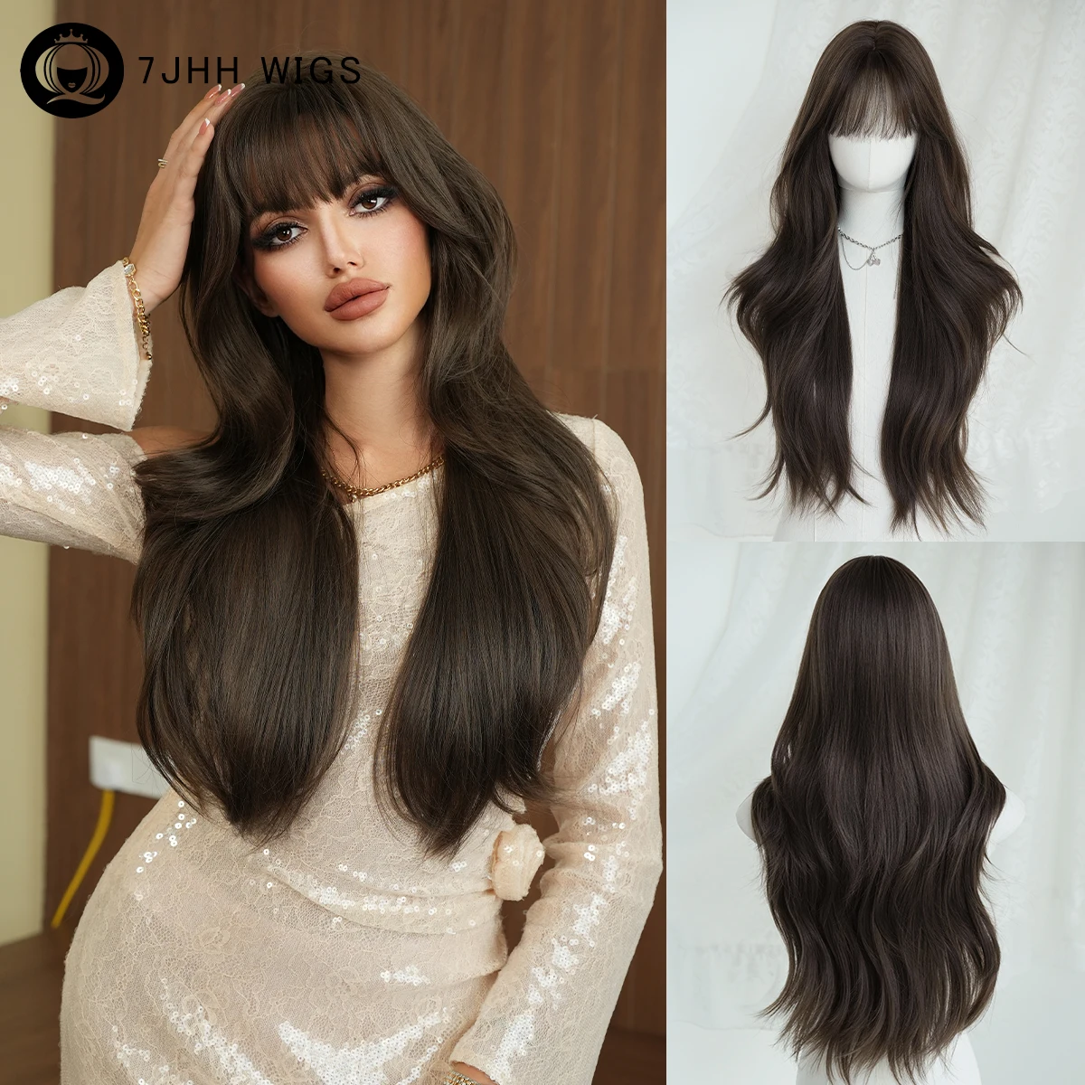 7JHH WIGS Long Body Wave Brown Wig for Women Synthetic Layered Heat-Resistant Modest Fashion Wavy Wigs with Neat Bangs
7JHH WIGS Long Body Wave Brown Wig for Women Synthetic Layered Heat-Resistant Modest Fashion Wavy Wigs with Neat Bangs
