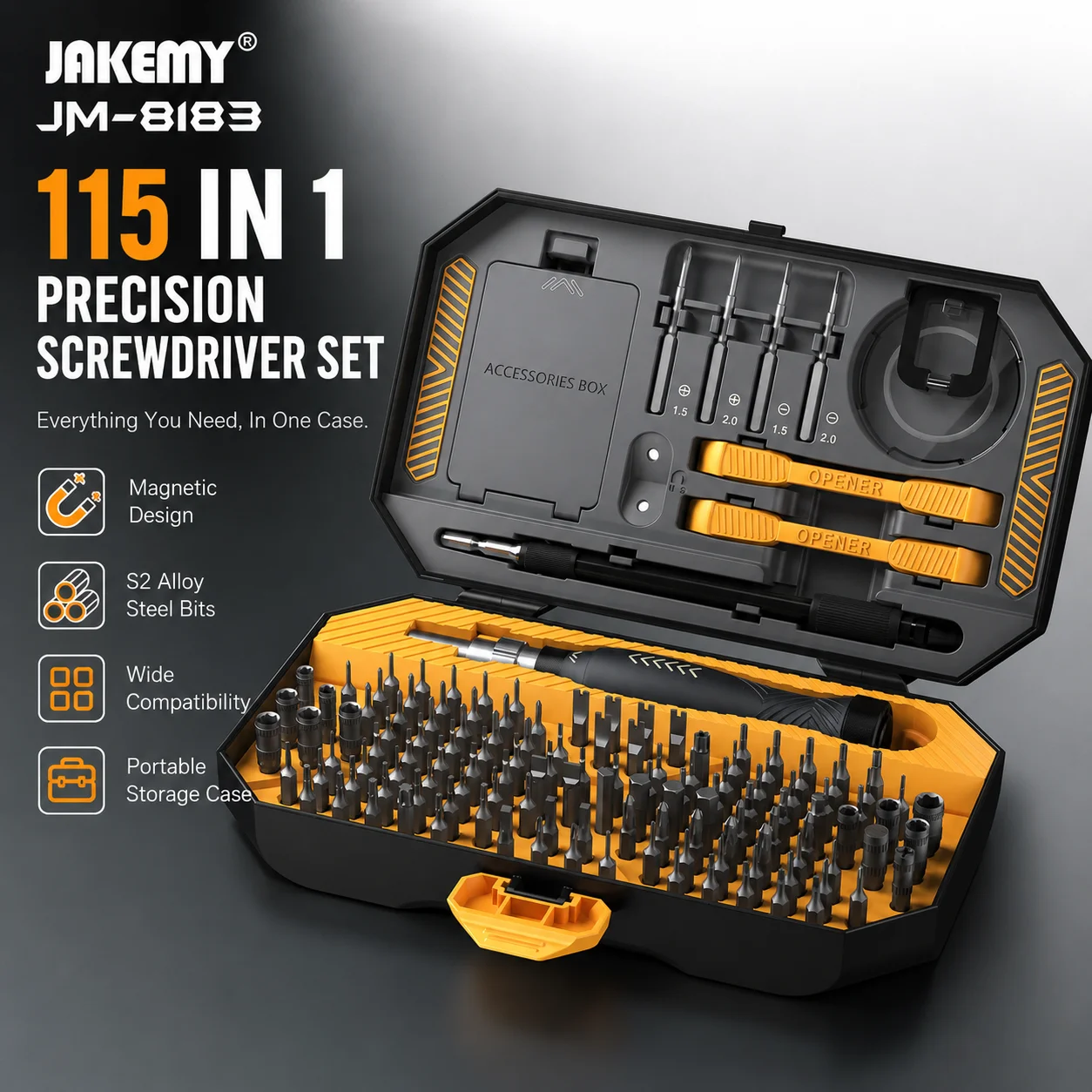 JAKEMY JM-8183 145-in-1 Precision Screwdriver Set, Professional Repair Tool Kit for Electronics, Phone, Laptop
JAKEMY JM-8183 145-in-1 Precision Screwdriver Set, Professional Repair Tool Kit for Electronics, Phone, Laptop