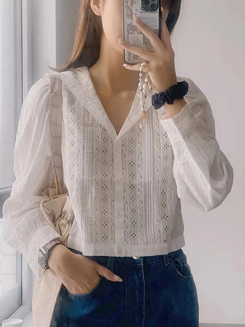 Elegant Lace Embroidery Long Sleeve Lady Shirt Navy Collar Spring 2026 French Style Fitted Cotton Floral Pattern Resistant to...
Elegant Lace Embroidery Long Sleeve Lady Shirt Navy Collar Spring 2026 French Style Fitted Cotton Floral Pattern Resistant to...