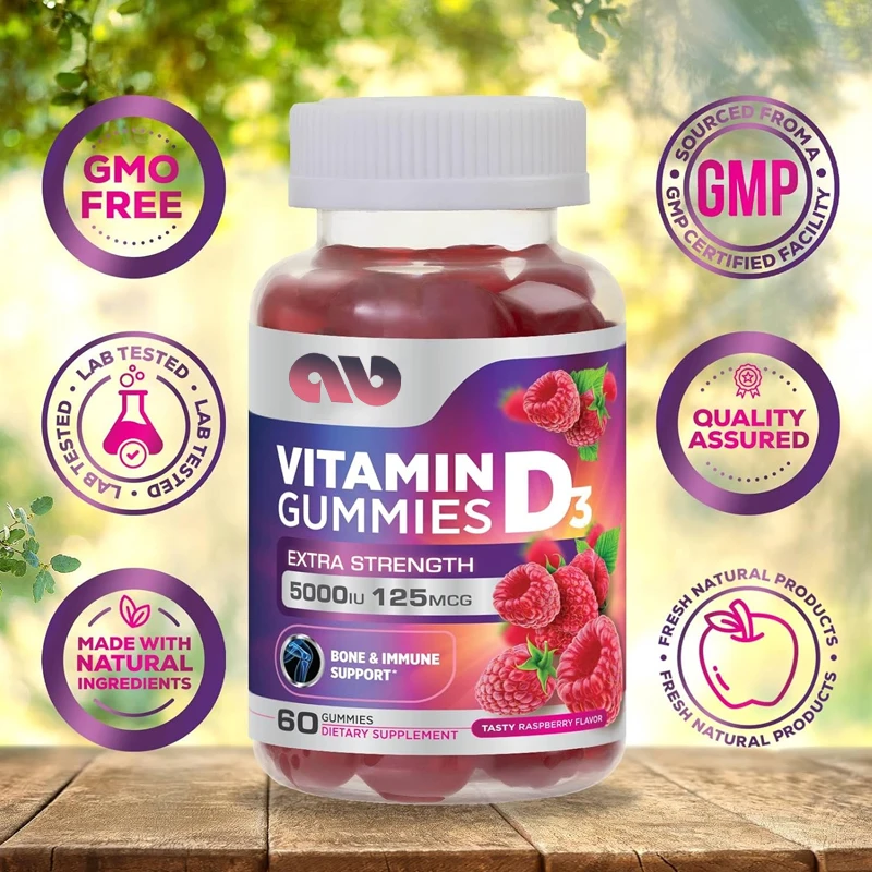 Vitamin D3 gummies super strong 5000 IU (125 mcg) - bone, tooth, muscle, and immune support supplements -60 gummies
Vitamin D3 gummies super strong 5000 IU (125 mcg) - bone, tooth, muscle, and immune support supplements -60 gummies