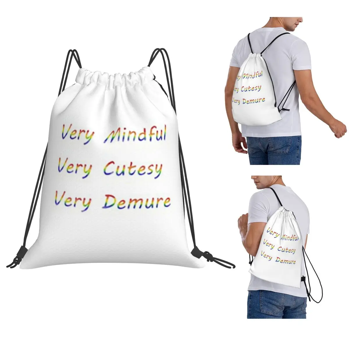 Very Mindful, Very Cutesy, Very Demure Lgbtq Backpacks Multi-function Drawstring Bundle Pocket Sports Bag Book Bags Man Woman
Very Mindful, Very Cutesy, Very Demure Lgbtq Backpacks Multi-function Drawstring Bundle Pocket Sports Bag Book Bags Man Woman