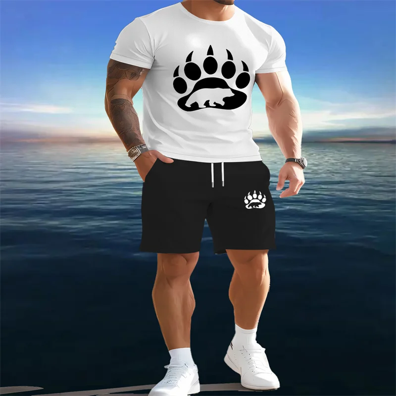 New summer men's sports suit round neck short sleeved T-shirt and drawstring sports shorts set casual sports street 2-piece set
New summer men's sports suit round neck short sleeved T-shirt and drawstring sports shorts set casual sports street 2-piece set