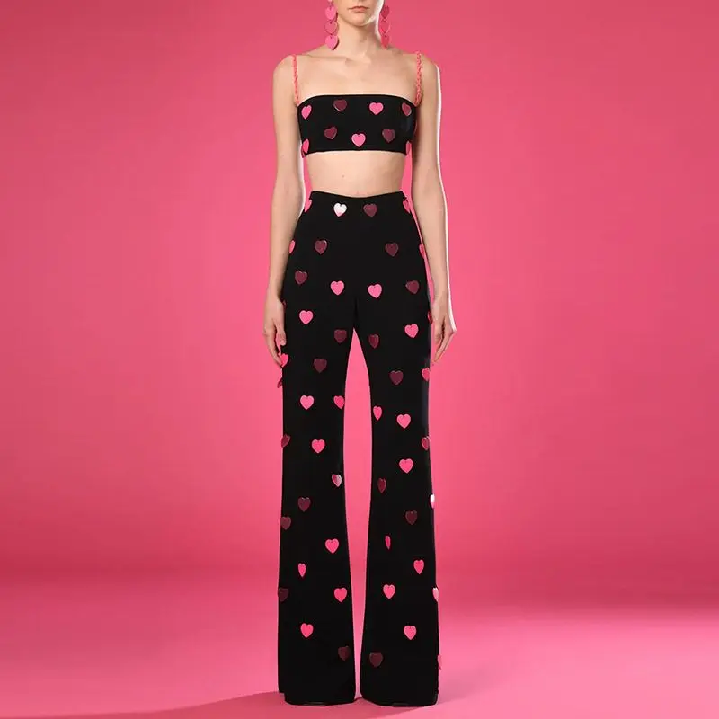 Fashionable Celebrity Heart Shaped Sequin Crop Top And Pants Set Two Piece Suit Spring Summer 2025 Long Sleeve Polyester Fiber
Fashionable Celebrity Heart Shaped Sequin Crop Top And Pants Set Two Piece Suit Spring Summer 2025 Long Sleeve Polyester Fiber