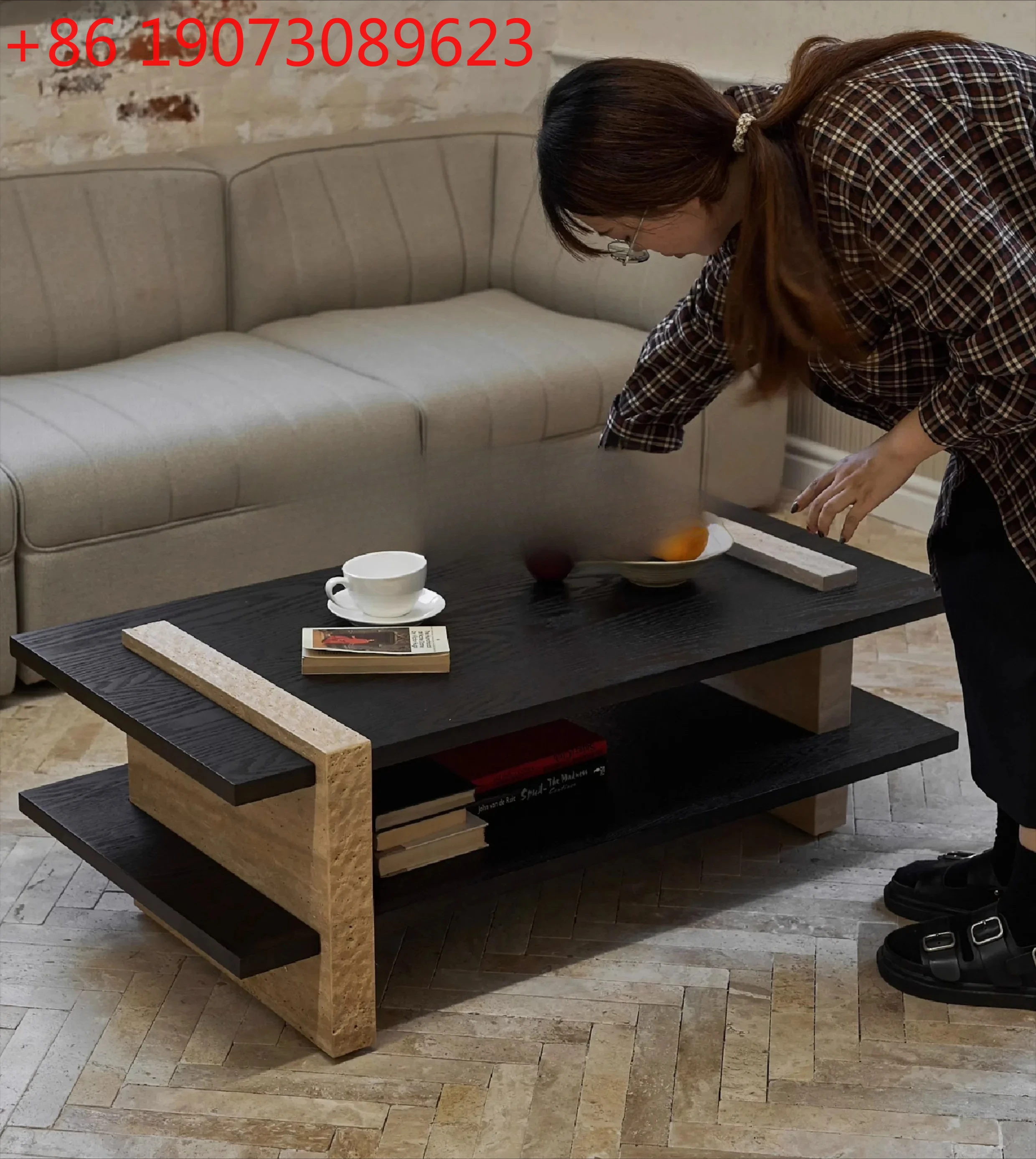 Деревянный чайный столик для гостиной, натуральный простой вышитый пещерный камень 
Деревянный чайный столик для гостиной, натуральный простой вышитый пещерный камень