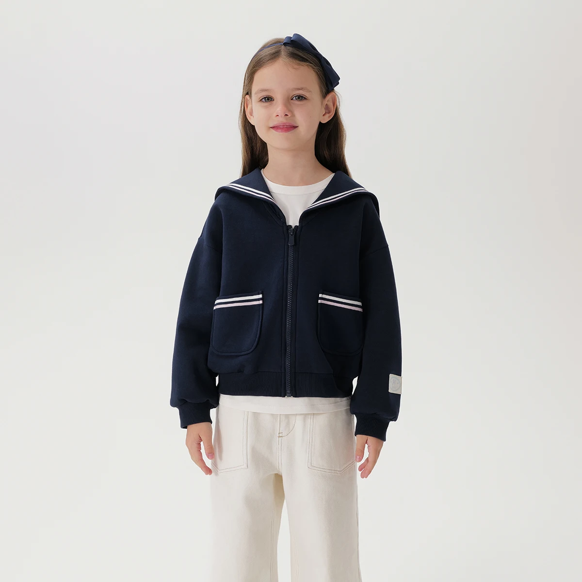 MARC & JANIE Girls Preppy Style Navy Lapel Jacket Clashing Stripes Full Zip Outerwear 250121
MARC & JANIE Girls Preppy Style Navy Lapel Jacket Clashing Stripes Full Zip Outerwear 250121