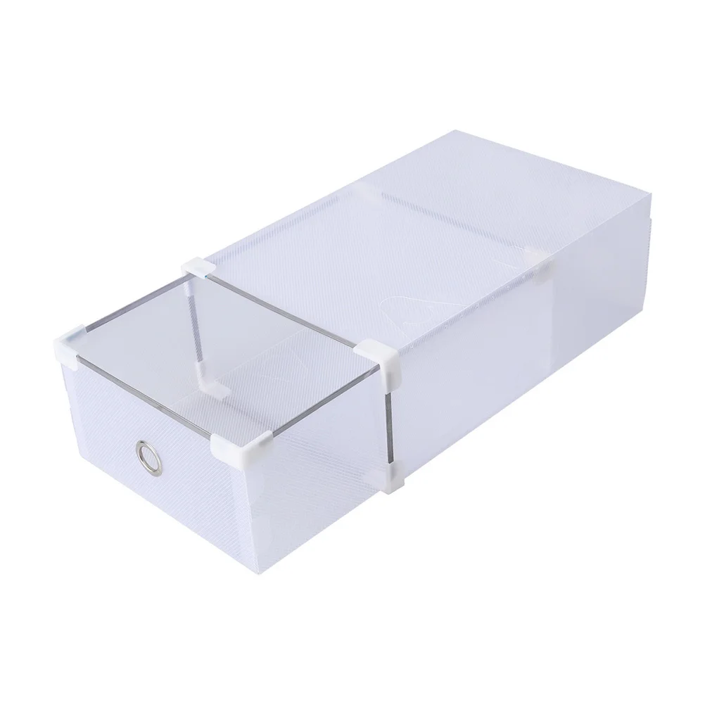 5Pcs Stackable Shoe Box Drawer Style Transparent Storage Container for Women Shoes Organizer with Easy Access Pull Out Function