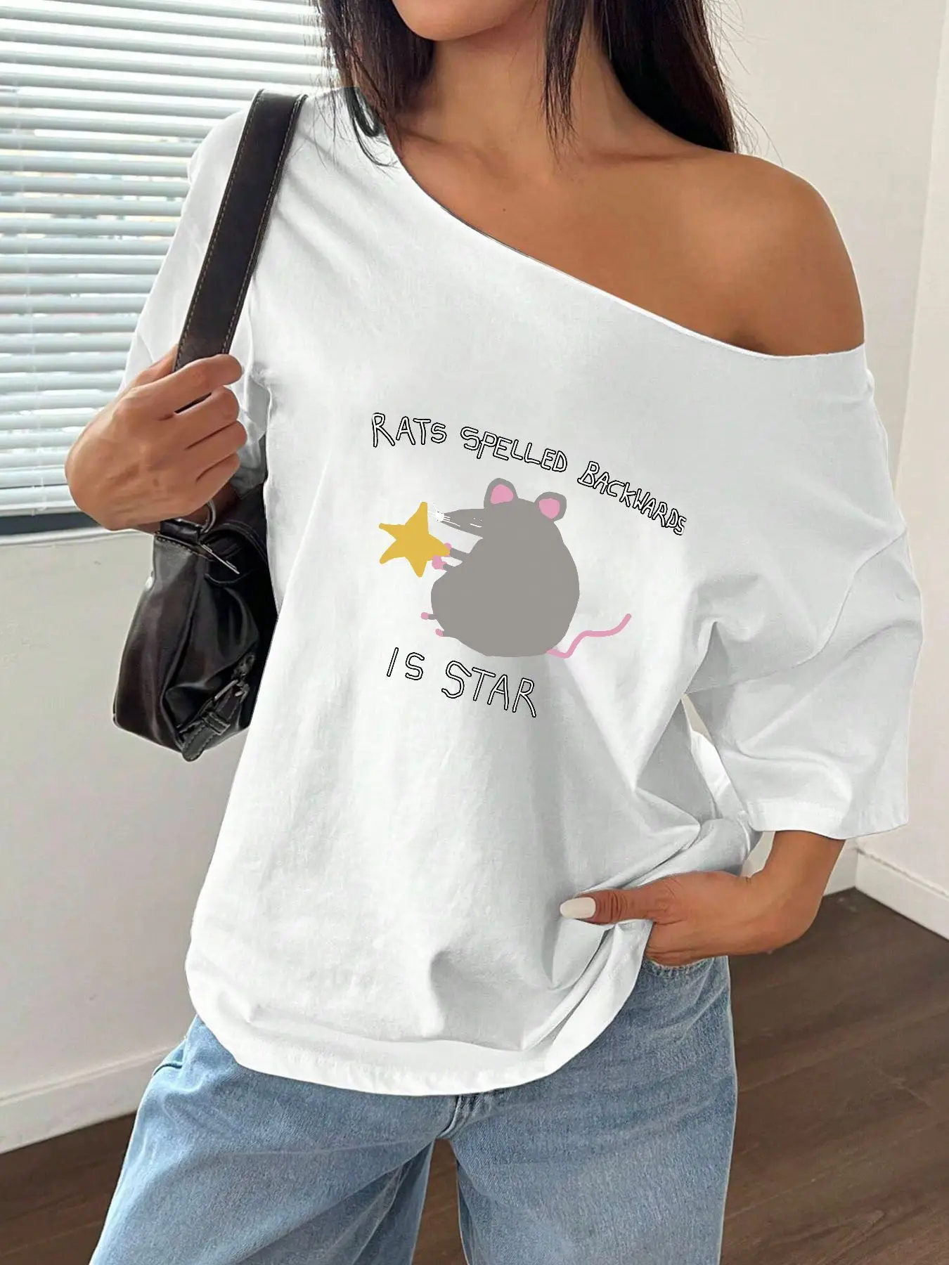 100% Cotton Plus Size Funny Mouse Star Graphic Shoulder Loose Print T-Shirt Oversized Y2K Style Graphic Tees Women Tops Summe
100% Cotton Plus Size Funny Mouse Star Graphic Shoulder Loose Print T-Shirt Oversized Y2K Style Graphic Tees Women Tops Summe