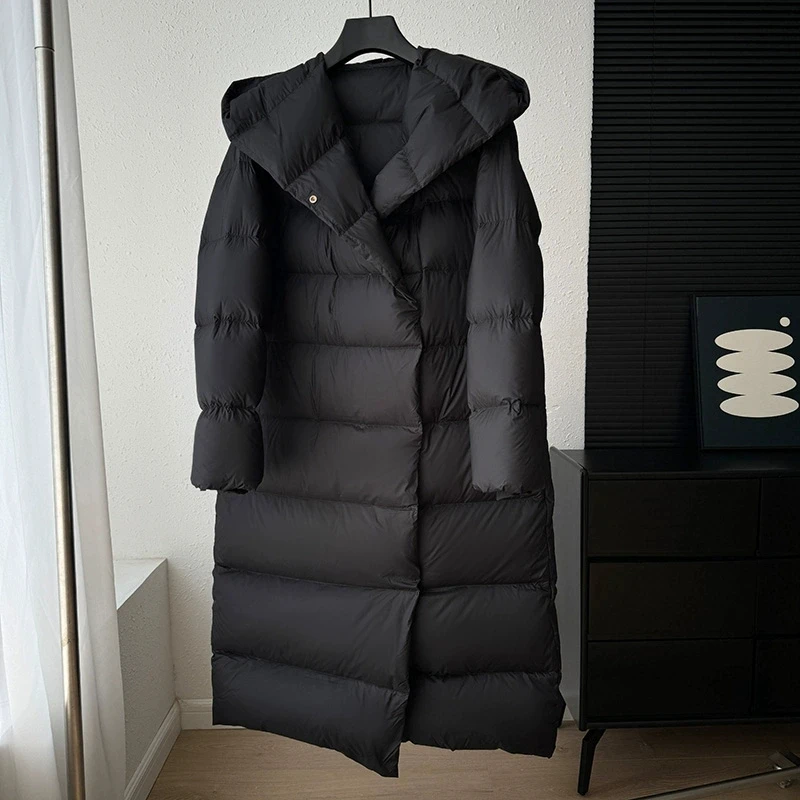 Black Hooded Thick Down Jacket For women 2025 New Loose Long Over the knee Winter White duck down Coat Female Warm Snow Parker
Black Hooded Thick Down Jacket For women 2025 New Loose Long Over the knee Winter White duck down Coat Female Warm Snow Parker