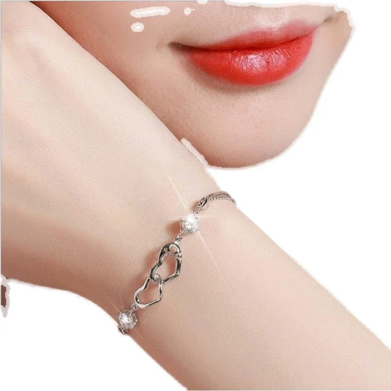 Fine 925 Sterling Silver Noble Crystal Romantic Heart Bracelets For Women Fashion Party Wedding Accessories Jewelry Couple Gifts
Fine 925 Sterling Silver Noble Crystal Romantic Heart Bracelets For Women Fashion Party Wedding Accessories Jewelry Couple Gifts