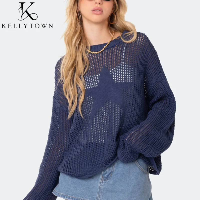 Casual Star Sweater Women Hollow Pullover Autumn Winter Outfits Streetwear Fashion Solid O Neck Long Sleeve Knitted Pullover Top
Casual Star Sweater Women Hollow Pullover Autumn Winter Outfits Streetwear Fashion Solid O Neck Long Sleeve Knitted Pullover Top