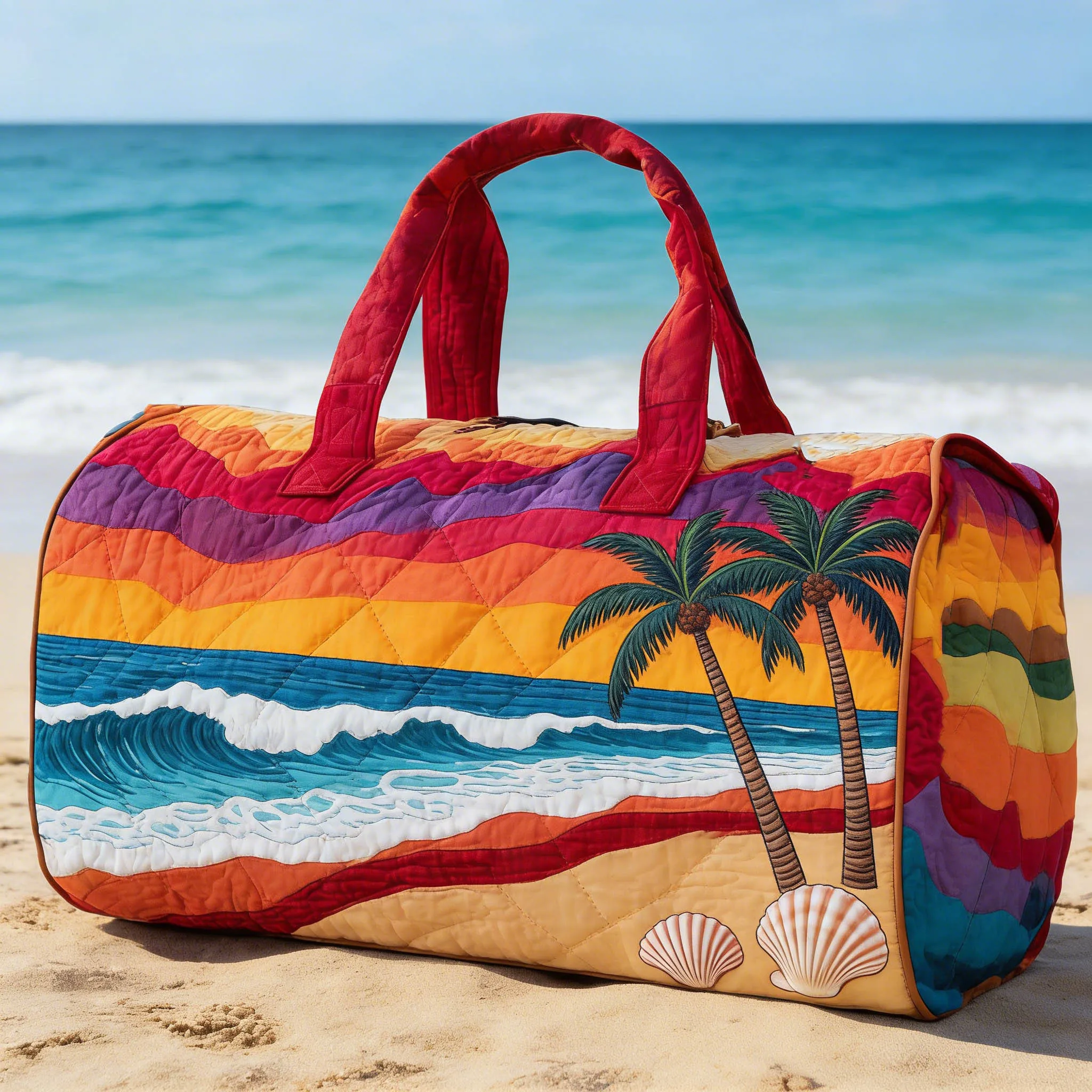 Tropical Beach Palm Tree Ocean Scenery Print Quilted Duffel Bag Summer Vacation Large Weekender Women Men Travel Bag
Tropical Beach Palm Tree Ocean Scenery Print Quilted Duffel Bag Summer Vacation Large Weekender Women Men Travel Bag