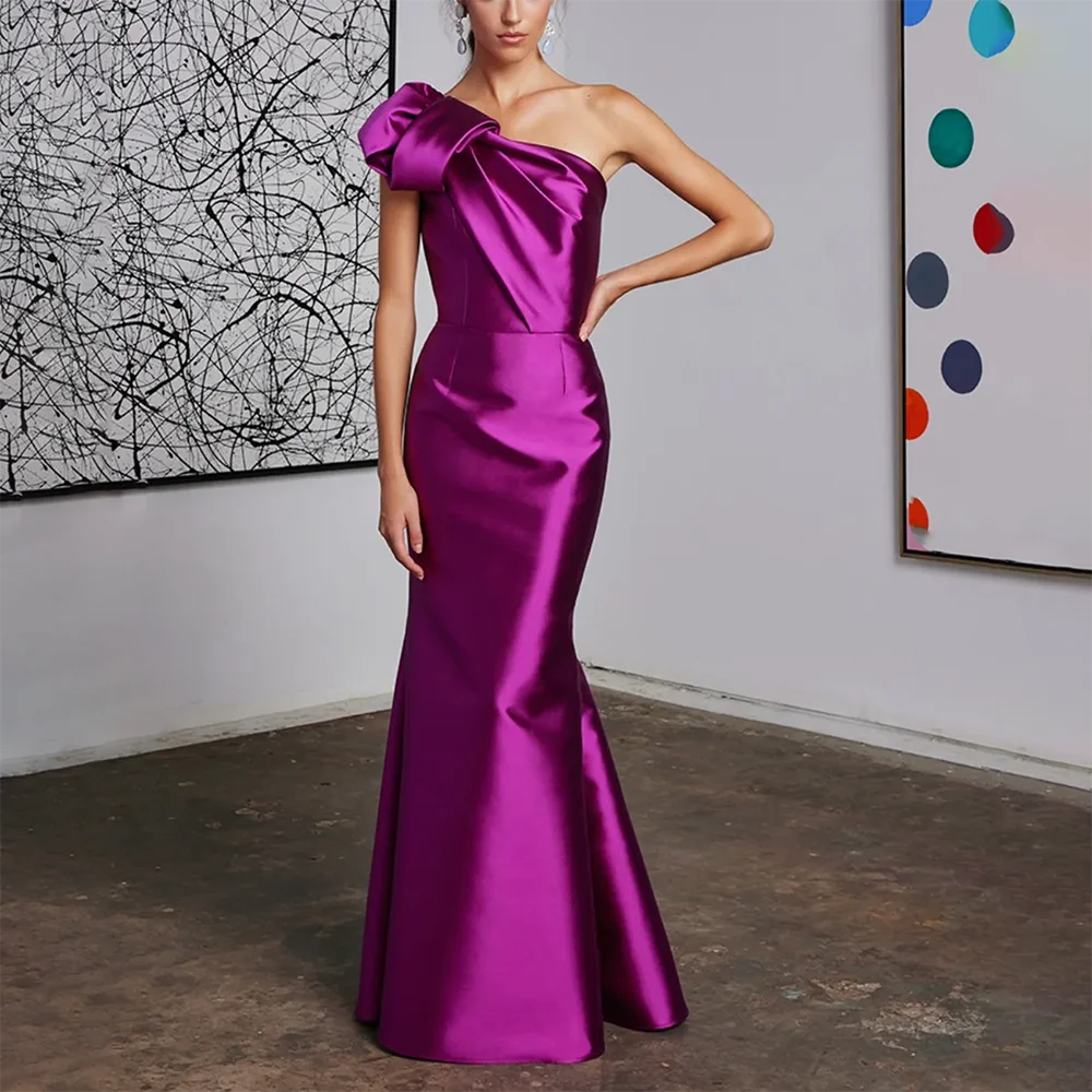 Vintage Long Satin Fuchsia Pleated Prom Dresses Mermaid Custom One Shoulder Watteau Train Party Dress Maxi Formal Evening Dress
Vintage Long Satin Fuchsia Pleated Prom Dresses Mermaid Custom One Shoulder Watteau Train Party Dress Maxi Formal Evening Dress