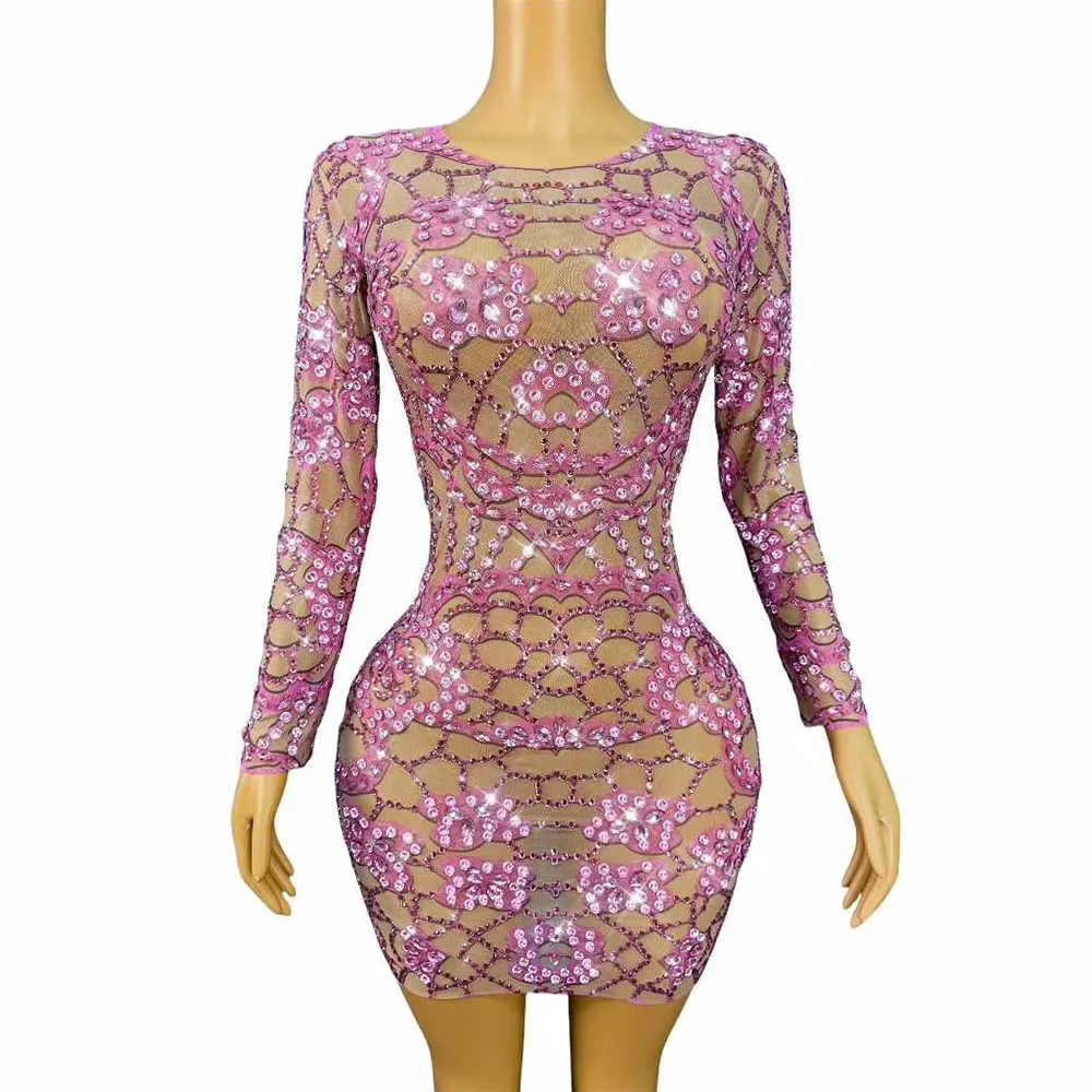 Sexy Designed Twinkling Pink Rhinestones Mesh Dress Birthday Party Celebrate Evening Gown Fashion Show Red carpet Stage Wear
Sexy Designed Twinkling Pink Rhinestones Mesh Dress Birthday Party Celebrate Evening Gown Fashion Show Red carpet Stage Wear