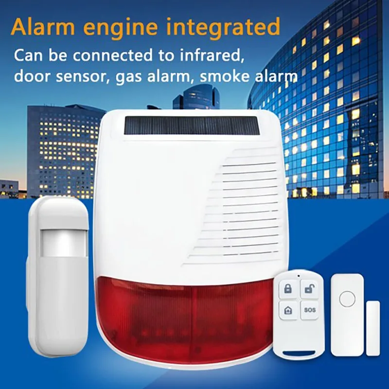 433MHz Wireless Outdoor Solar Siren Home Security Waterproof Light Flash Strobe Alarm Siren Easy Installation Long Battery Life
433MHz Wireless Outdoor Solar Siren Home Security Waterproof Light Flash Strobe Alarm Siren Easy Installation Long Battery Life