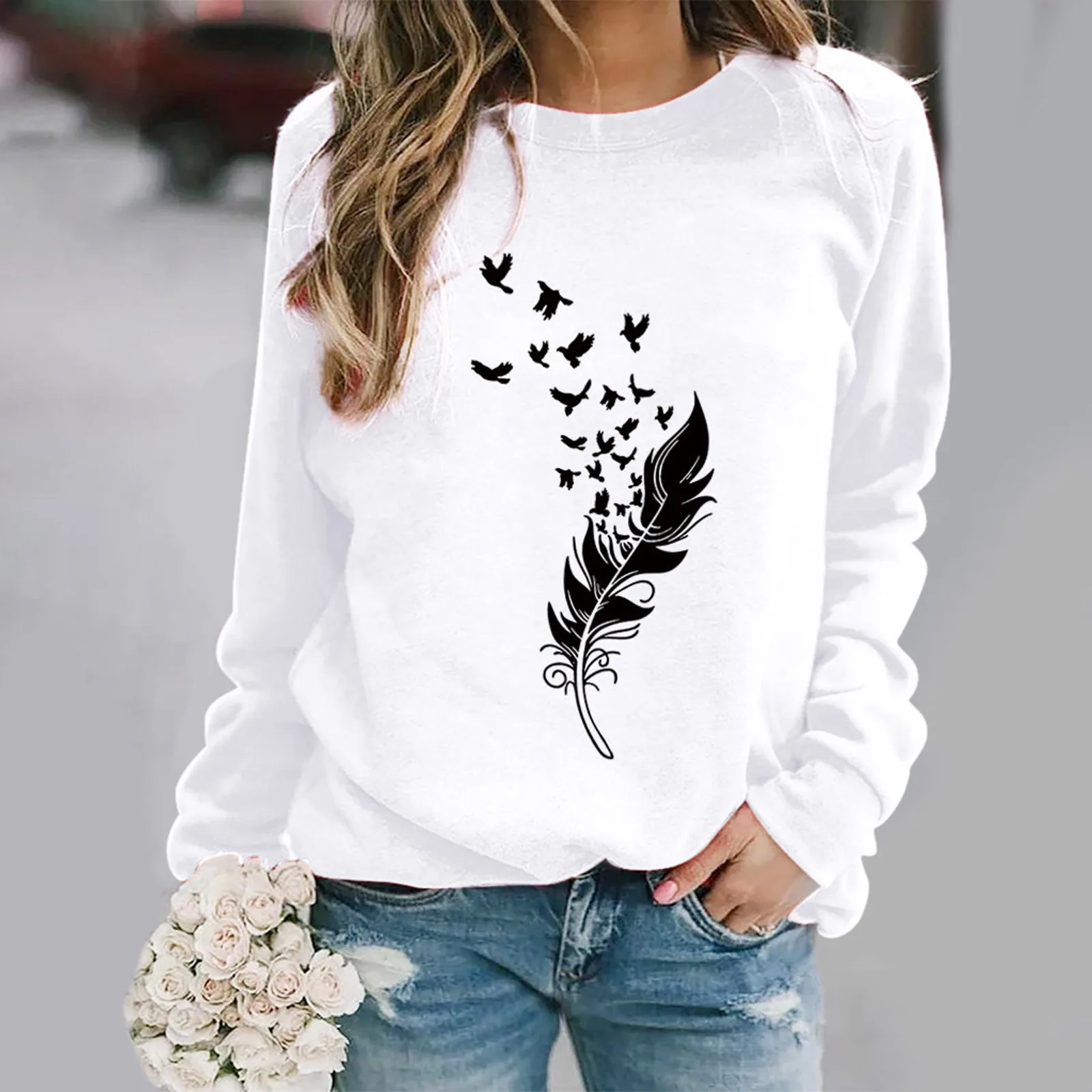 Casual Long Winter Womens Sleeve Blouse Ladies Sweatshirt Tops Print Women's Blouse Womens Top Loose Mid Layer Women
Casual Long Winter Womens Sleeve Blouse Ladies Sweatshirt Tops Print Women's Blouse Womens Top Loose Mid Layer Women
