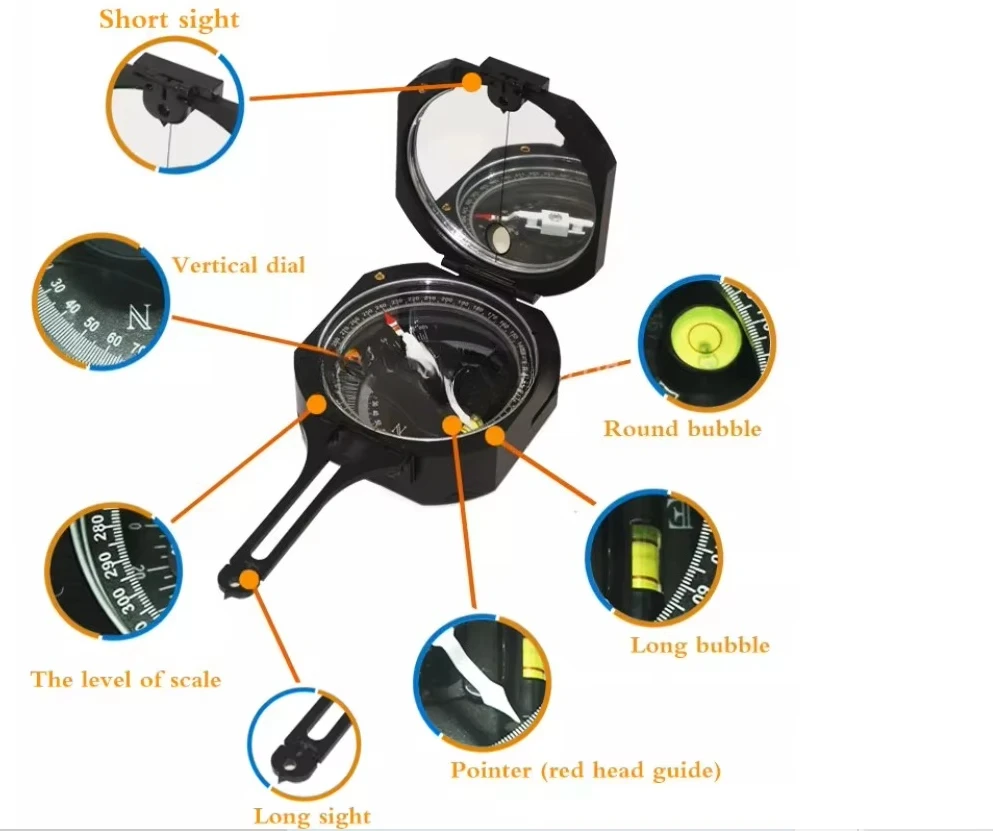 Geological Compass Good Quality Compass Pocket Transit DQL-8 Magnetic Brunton Type For Surveying Outdoor School
Geological Compass Good Quality Compass Pocket Transit DQL-8 Magnetic Brunton Type For Surveying Outdoor School