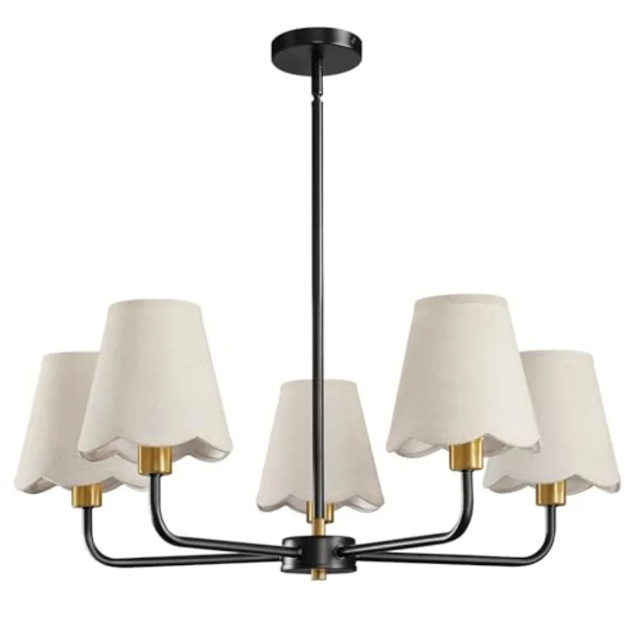 5-Light Black and Gold Chandelier for Modern Farmhouse Dining Room: Industrial Metal Fixture with Matte Black Finish and Warm G
5-Light Black and Gold Chandelier for Modern Farmhouse Dining Room: Industrial Metal Fixture with Matte Black Finish and Warm G