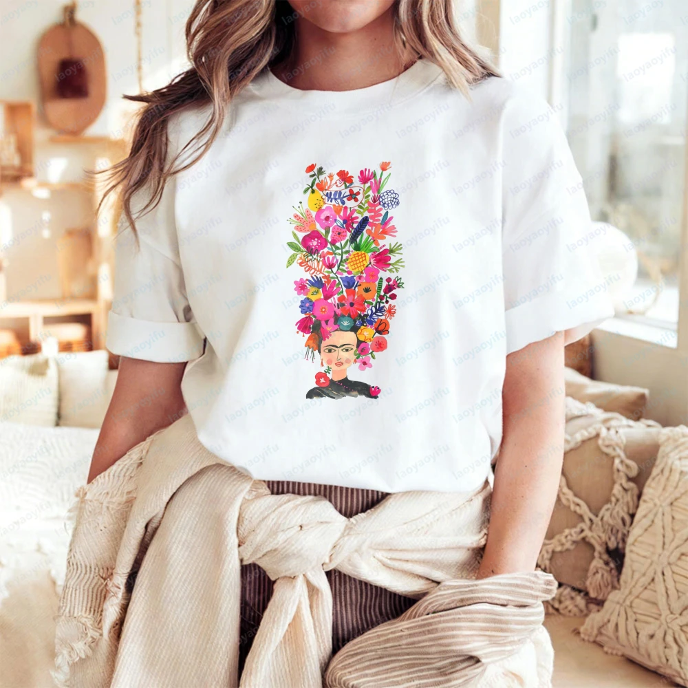 Floral Frida Kahlo Women's T-Shirt Mexicans Harajuku Aesthetic Graphic T Shirts Cinco De Mayo Cultural Celebration Outfit Tops
Floral Frida Kahlo Women's T-Shirt Mexicans Harajuku Aesthetic Graphic T Shirts Cinco De Mayo Cultural Celebration Outfit Tops