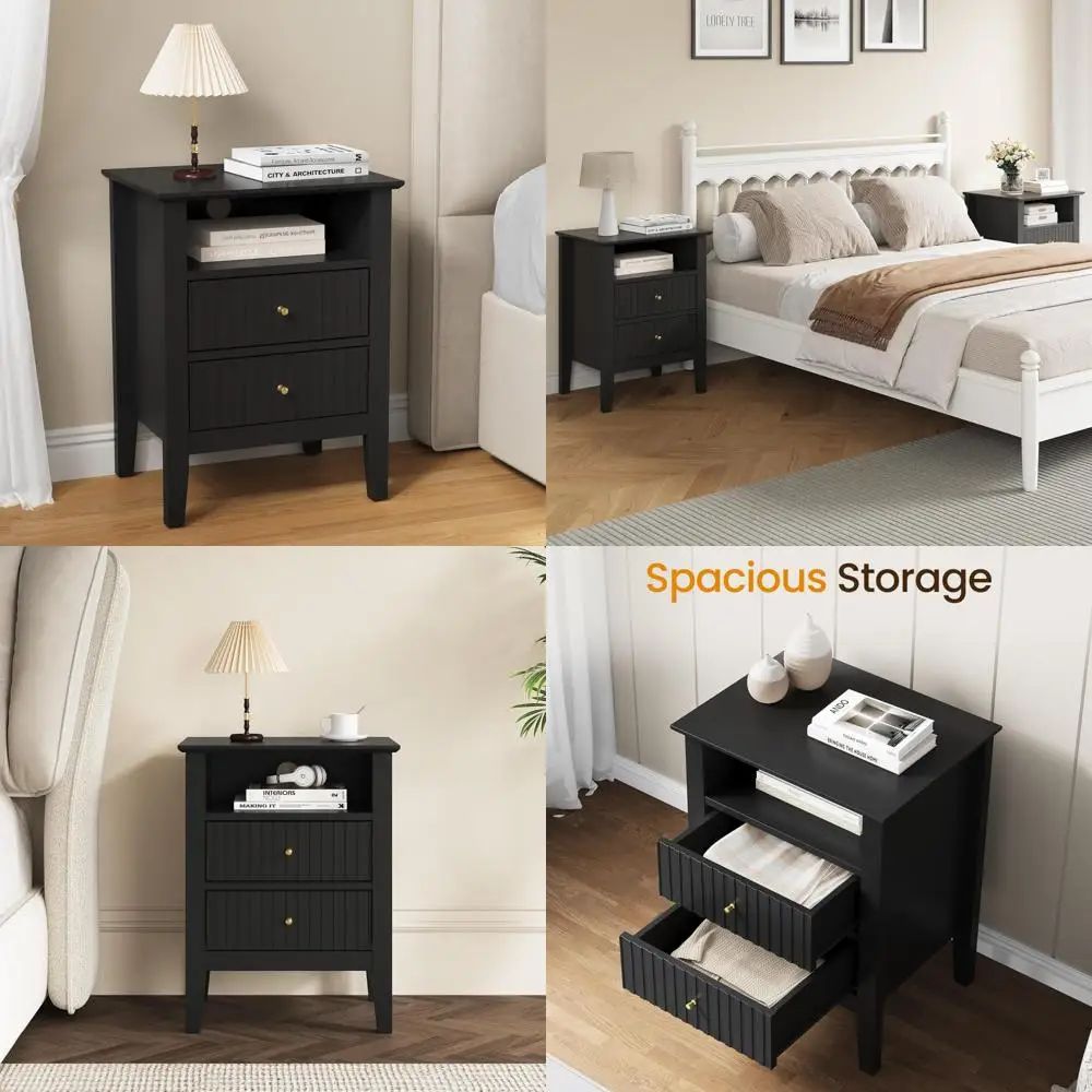 Современная тумбочка с двойным ящиком черного цвета с яркими акцентами для стильного хранения в спальне
Современная тумбочка с двойным ящиком черного цвета с яркими акцентами для стильного хранения в спальне