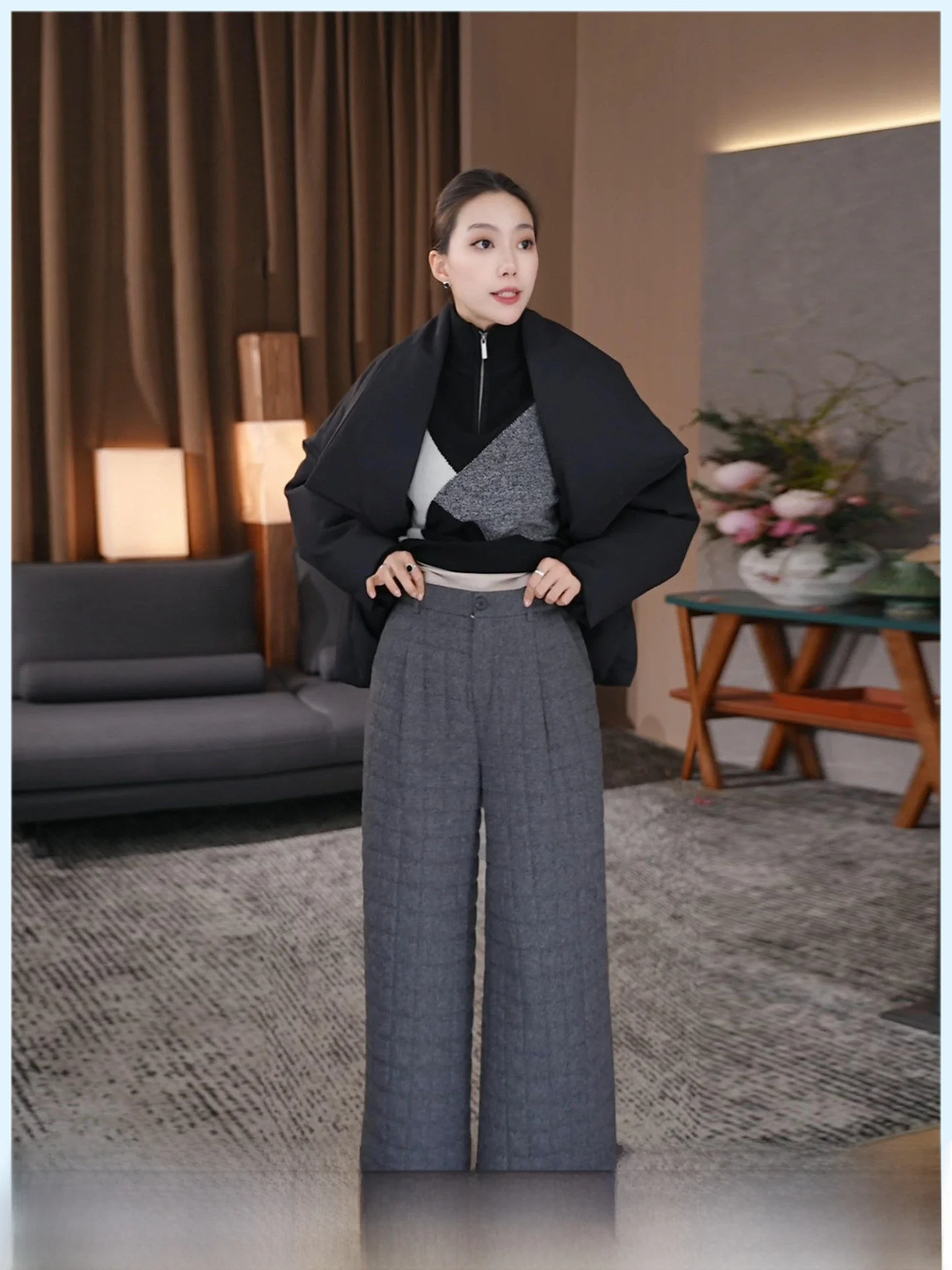 Gray Woolen Thickened Straight Leg Cotton Pants Women's High Waist Wide Leg Pants Winter New Style Loose Warm Nine Points
Gray Woolen Thickened Straight Leg Cotton Pants Women's High Waist Wide Leg Pants Winter New Style Loose Warm Nine Points