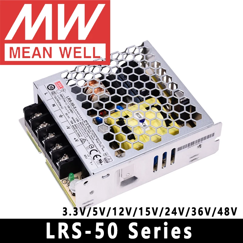 Блок питания Mean Well LRS-50-3.3/5/12/15/24/36/48 AC/DC 50W с одним выходом, 3.3В/5В/12В/15В/24В/36В/48В
Блок питания Mean Well LRS-50-3.3/5/12/15/24/36/48 AC/DC 50W с одним выходом, 3.3В/5В/12В/15В/24В/36В/48В